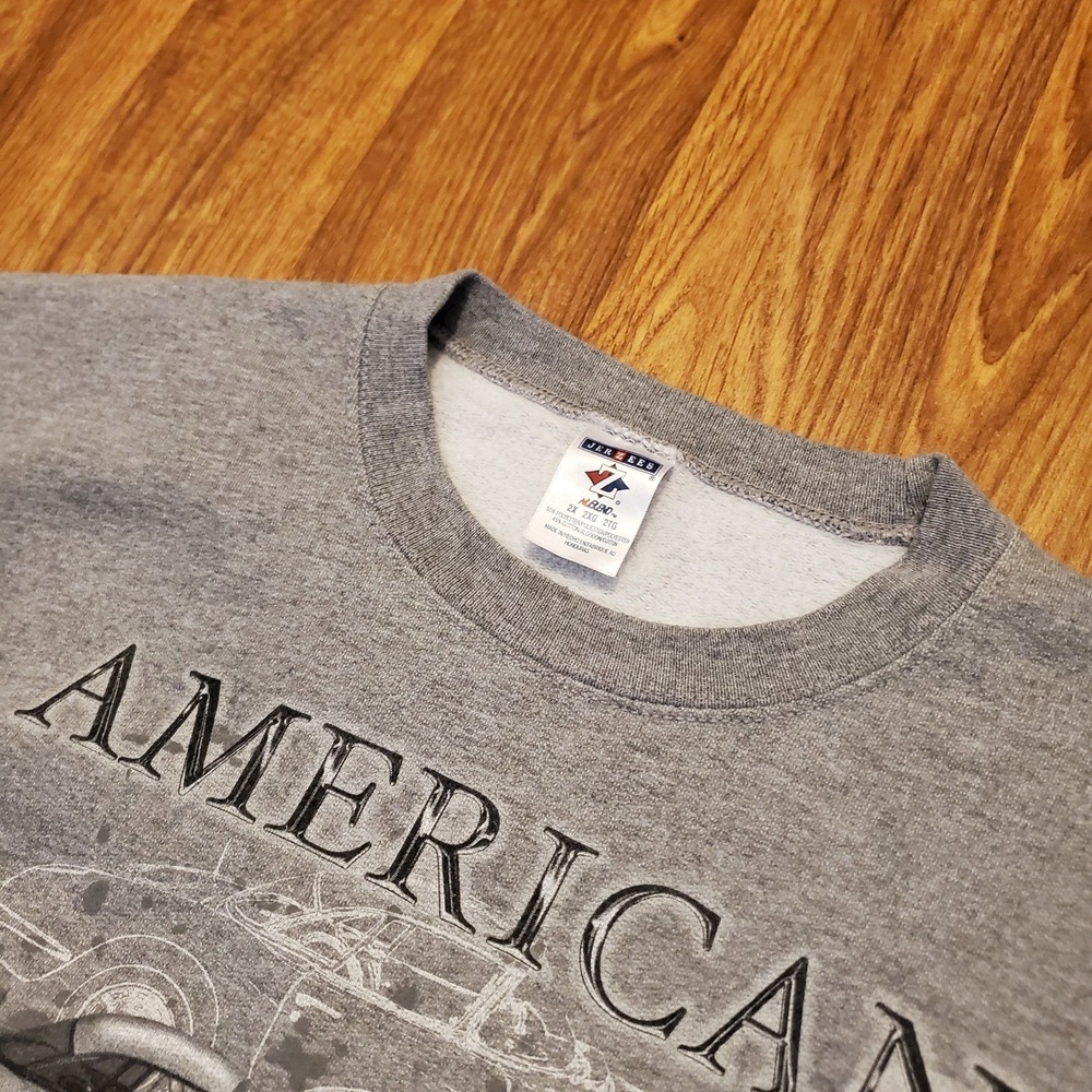 Vtg American Classic Sports Car Sweatshirt Men 2X Gray Corvette Jerzees